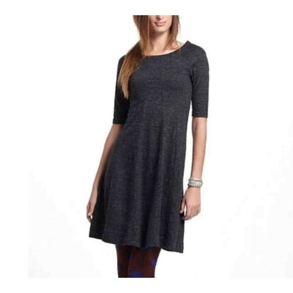 Ganni "Winter Swing" Cotton Jersey Dress in Charcoal Anthropologie Size Medium - Picture 1 of 9